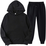 Meeste kapuutsiga spordidress, Unisex, kaheosalised jooksuriided, pikkade varrukatega pulloverid, pusad ja dressip&uuml;ksid XXXL must
