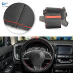 For Mitsubishi Outlander 2013 2014 ASX L200 2015 2016 Mirage 2014 Red line with red strip Car Steering Wheel Cover Leather Trim