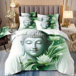 Buddha Tekikoti Komplekt Meditatsioon Buddha Kujudega Muster Voodipesu Komplekt &Uuml;lipehme Hingav Tekikott Padjap&uuml;&uuml;rikoos 90X200cm