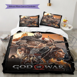 God of War Muster Voodipesu Tekikott Komplekt Tekikott Padjap&uuml;&uuml;r Kodu Kaunistus Kingitus (1 * tekikott + 2 * padjap&uuml;&uuml;ri, ilma s&uuml;damikuta) 140x200cm