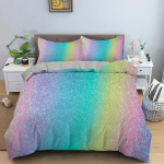 Vikerkaar tekikottide komplekt t&uuml;drukutele Vikerkaar T&auml;ht Voodipesu komplekt T&uuml;drukulik L&auml;ikiv Kahekohaline Queen King Suurus Pehme ja mugav tekikate EU Single(135*200cm)3pcs