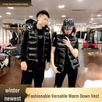 Unisex eemaldatav kapuutsiga udusulgis vest - Soe p&uuml;stkraega jope paaridele XXXXXL must