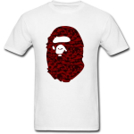 YEGOU Kamuflaaž Mood Bape Mania Mood Meeste T-s&auml;rk S valge