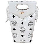 MCM Visetos Klassikaline Muster Segatud Teemantkujuline Kunstnahast &Otilde;la-Risti-Keha Totes Kott Naiste K&auml;ekotid Valge MYZFSAK01WT001 Basic Set (Bag+Dust Bag)