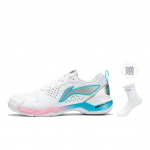 Li Ning Blade II PRO Cushioning, Wear Resistant Low top Badminton Shoes Unisex White Silver AYZV001-4 46