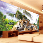 3D Tiigri tapeet Loodusmaastik Seinamaal Klassikaline elutuba TV diivani taustaseinapaber Seinale 3D-dekoratsioon 200 cm(W) x 140 cm(H) white