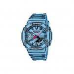 CASIO Unisex Vedelkristall/Analoog Kahekordse N&auml;idikuga Seeria Valge Kell GA-2100MNG Blue Regular Watch Box
