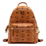 Mcm Stark Klassikaline Vintage Lilleline Prindi Kahepoolse Neetidega L&otilde;uendi ja Nahaga Seljakott Unisex ja Paaristiilis Pruun Konjaki V&auml;rvi One Size-Basic Set (Bag+Dust Bag) pruun