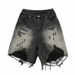 Meeste High Street L&otilde;dvad Pesitud Vanad Rebitud L&uuml;hikesed P&uuml;ksid Ameerika Retro L&uuml;hikesed P&uuml;ksid Suvine T&auml;nav Y2K Hip Hop Tutt Lai Jalg L&otilde;dvad Denim L&uuml;hikesed P&uuml;ksid XXXL must