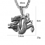 Ehted Kahekordne Draakon Jumalik Draakon Ripats Kaelakee Punk Retro Trendikas Meeste Jumalik Draakon Titaanterasest Ripats 50CM(Necklace Size)