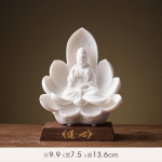 Keraamiline kaunistus Lootuse S&uuml;da Guanyin Bodhisattva Dehua Valge Portselan Lin Yixini Budistlik Kuju L&auml;&auml;ne Kolme P&uuml;ha Kuju