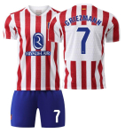 2025-26 Atletico Madrid Koduv&auml;ljak Nr. 7 Gretzmani S&auml;rk Laste Riided Jalgpalli &Uuml;likonna Komplekt 19 Alvarez 16#