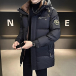 Meeste pika kapuutsiga &uuml;hev&auml;rviline vabaaja sulemantel, talvine soe mantel meestele Parka Plus Size 2XL