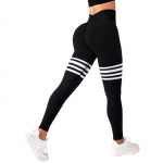Colanti K&otilde;rge V&ouml;&ouml;koht Push-Up Leggings Triipudega, Must, S-XXL, Ideaalne J&otilde;usaali Treeningsiks ja Fitnessiks S must
