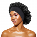 Naiste satiinist &uuml;hev&auml;rvilised &ouml;&ouml;m&uuml;tsid laia &auml;&auml;rega magamiseks, vannitamiseks, unisex peapael, kummipaelaga m&uuml;ts, juuksehoolduse m&uuml;ts (black,One Size)
