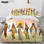 Egiptuse m&uuml;toloogia vaarao hierogl&uuml;&uuml;fid tekikott voodipesukomplekt, tekikott voodikomplekt tekkikate padjap&uuml;&uuml;r, kuninganna suurusega voodipesukomplekt 135x200cm
