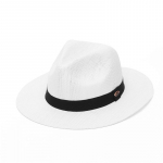 Suvine 100% Paber Lai &Auml;&auml;rne Fedora M&uuml;ts Naistele P&auml;ikesekaitseks Rannas Kootud M&uuml;ts Meestele Panama M&uuml;ts Musta Paelaga 56-58cm valge