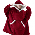Lady Winter Hoodie Paks korallifliisist kapuutsiga &uuml;lisuured pikad varrukad, suure taskuga Paari pidžaama Koduriietus R&uuml;&uuml; Thermal magamisriided Kantav tekk punane