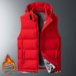 150KG Plus Size S&uuml;gistalvine vest meeste spordipuuvillane riietus pluss fliisist paksendatud jakid 8XL 9XL 10XL meeste vest XL punane