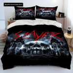 Slayer Heavy Metal B&auml;ndi Muusika Voodipesukomplekt Poistele T&uuml;drukutele Twin Queen Suurus Tekikott Padjap&uuml;&uuml;r Voodi T&auml;iskasvanud Mood Kodu Tekstiil 70x133cm 3pcs