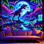 1 tk fluorestseeruv dinosaurus hai seinavaip, ultraviolett-mustvalgustusega maastikuseinavaip, magamistoa elutoa kodu kaunistus seina ha 150X130cm blue