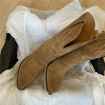 Naturaalsed Tikitud Naiste Saapad Nahast K&auml;sit&ouml;&ouml; Terava Ninaga Kiilkontsaga S&uuml;gis Talve Saapad Cowboy Uus L&auml;&auml;ne Retro Botas 35 pruun
