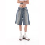 Naiste Laiad Sinised Retro Denim L&uuml;hikesed P&uuml;ksid Caprid Suvised Naiste K&otilde;rge V&ouml;&ouml;koht L&otilde;dvad L&uuml;hikesed teksap&uuml;ksid L sinine