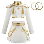 T&uuml;drukute Halloweeni karnevali iidol rollim&auml;ngu &uuml;likond KPopi laulja Zoe Cosplay kost&uuml;&uuml;m Parukas prop Komplekt laste s&uuml;nnip&auml;evapeoks Anime riided 110 white