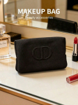 DIOR Must Kangas T&otilde;mblukuga Meigikott Reljeefne CD Logo Kaasaskantav Kosmeetikahoidja Kotike Naistele Reisimiseks Igap&auml;evaseks must