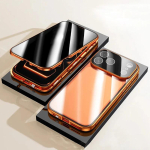 360&deg; t&auml;iskaitsega metallist magnetiline kahepoolne klaasist kl&otilde;pslukuga privaatsuskate iPhone'ile 17 16 15 14 13 12 Pro Max Plus 17E 16E For iPhone 18 oranž