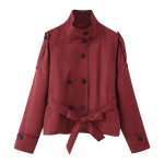Naiste l&uuml;hike trenchcoat, kahekordse n&ouml;&ouml;pimisega l&uuml;hike jakk, k&otilde;rge kraega, s&uuml;gis-talvised mantlid, trendikas komplekt v&ouml;&ouml;ga M punane