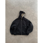 Unisex suur kapuutsiga lukuga dressipluus Vintage kollane ruuduline kahepoolne t&auml;navar&otilde;ivaste jakk S&uuml;gis Talv Medium must