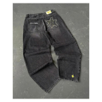T&auml;navar&otilde;ivad Teksad Y2K Meeste P&uuml;ksid Harajuku Hip Hop Letter Tikand Vintage Blue Baggy Teksad K&otilde;rge v&ouml;&ouml;kohaga laia s&auml;&auml;rega p&uuml;ksid XXL black