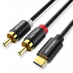 Vention USB C RCA helikaabel Type-C isa kuni 2 RCA isa iPhone Sumsung Xiaomi teleri jaoks 1.5m must
