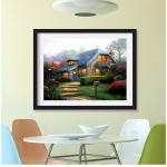 5D Teemantmaal, T&auml;ielik &uuml;mmargune maastik Unistuste Maja 5D Teemantmaal Teemanttikandid Rhinestone 20X30CM