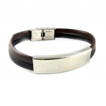 Les Tr&eacute;sors De Lily [L1861] - Bracelet acier 'Identit&eacute;' noir marron pruun