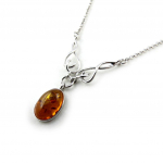 Les Tr&eacute;sors De Lily [N2269] - Collier argent 'Inspiration' ambre (rhodi&eacute;) - 14x9 mm h&otilde;be