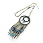 Les Tr&eacute;sors De Lily [N7061] - Collier sautoir 'Navajos' bleu argent&eacute; sinine