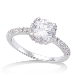 Bague Argent 'Unique' blanc argent&eacute; (rhodi&eacute;) - 7 mm 54 valge