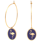 Les Tr&eacute;sors De Lily [Q2483] - Cr&eacute;oles cr&eacute;ateur acier 'Flamant Rose' violet dor&eacute; - 33 mm- 18x14 mm lilla