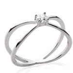 Bague Argent 'Sissi' blanc argent&eacute; (rhodi&eacute;) - 7 mm- pierre 4 mm 54 valge