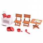 DIY plastikust nukumaja minipiknikukomplekt Aksessuaarid lastele 1/12 Nukumaja Miniatuurne Decor Lauam&ouml;&ouml;bel M&auml;nguasjakomplektid