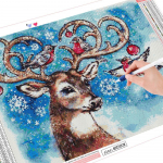 5D DIY Teemantmaaling J&otilde;ululind Teemanttikandid Hirved Mosaiik Loom K&auml;sit&ouml;&ouml; K&auml;sitsi valmistatud kingitus Full Round (20X30CM)