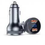 Essager Mini USB autolaadija kiirlaadija 3.0 kiirlaadimislaadija iPhone 14 13 Xiaomi automaatse t&uuml;&uuml;pi C QC PD 3.0 telefonilaadija jaoks Dual USB Gray