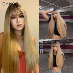 Black Root Ombre helekuldne blond sirged s&uuml;nteetilised juuksed juukset&uuml;&uuml;p Parukad tukkidega k&otilde;rge temperatuuriga Cosplay iga p&auml;ev naistele