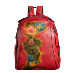 Johnature Retro seljakott K&auml;sitsi valmistatud reljeefne ehtsast nahast kott Naiste kott Esimese kihi veisenahast lillelised reisikotid