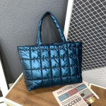 Nailonist veekindel Big Grid pehme suure mahutavusega &otilde;lakott naistele 2024 hitt talve l&uuml;hikese k&auml;epidemega polsterdatud k&auml;ekotid, must 47cmx30cmx17cm