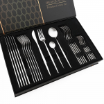 24tk mattkuldne s&ouml;&ouml;gin&otilde;ude komplekt kinkekarp L&auml;&auml;ne roostevabast terasest h&otilde;ben&otilde;ude komplekt nuga kahvel lusikas s&ouml;&ouml;gin&otilde;ud k&ouml;&ouml;gin&otilde;ud h&otilde;be