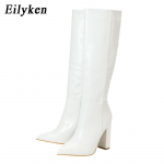 Eilyken Fashion Naiste p&otilde;lvedeni saapad, terava ninaga t&otilde;mblukk Tursked k&otilde;rged kontsad Kingad S&uuml;gistalv Naiste pikad saapad Jalatsid Kingad 35 valge