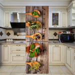 Toidu k&uuml;lmkapi kleebised Vin&uuml;&uuml;l k&uuml;lmkapi tapeet terve ukse kate K&ouml;&ouml;k Isekleepuv s&uuml;gavk&uuml;lmiku kile seinaplakat Seinamaalingud 60x180cm(1pcs)